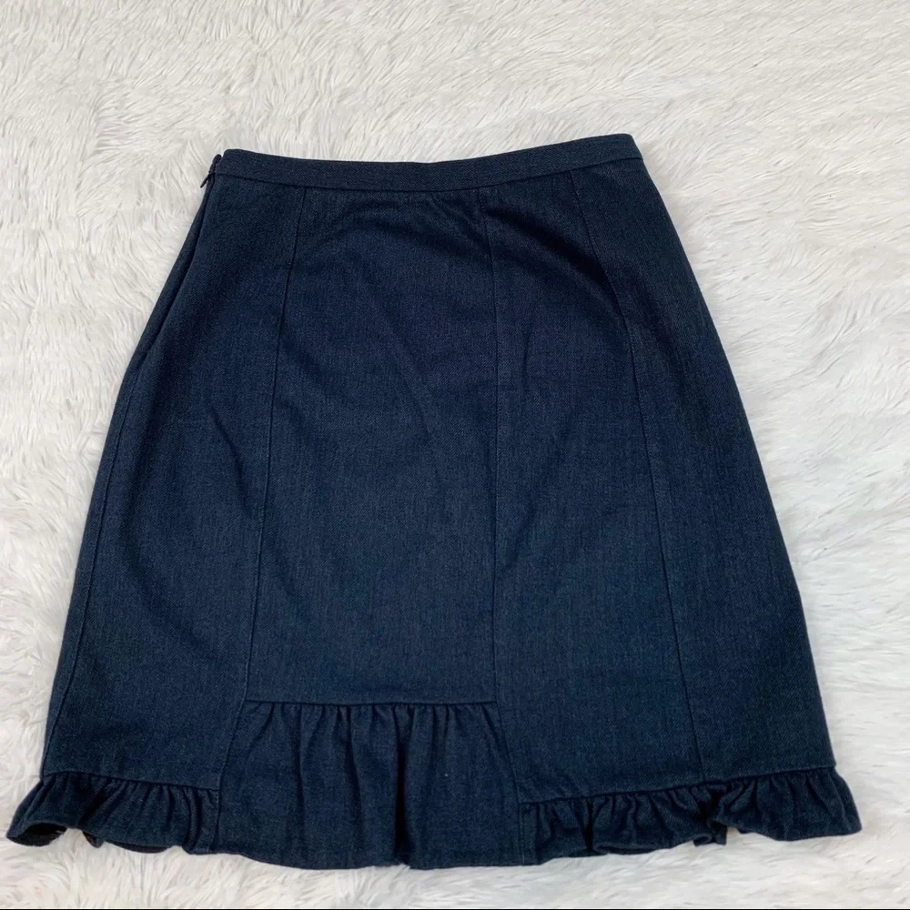 Diane Von Ferstenberg‎ ruffle embellishment denim mini skirt embroidered logo